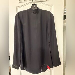 New Filippa K Classic Black Mock Neck Blouse Back Open size 36 (small)